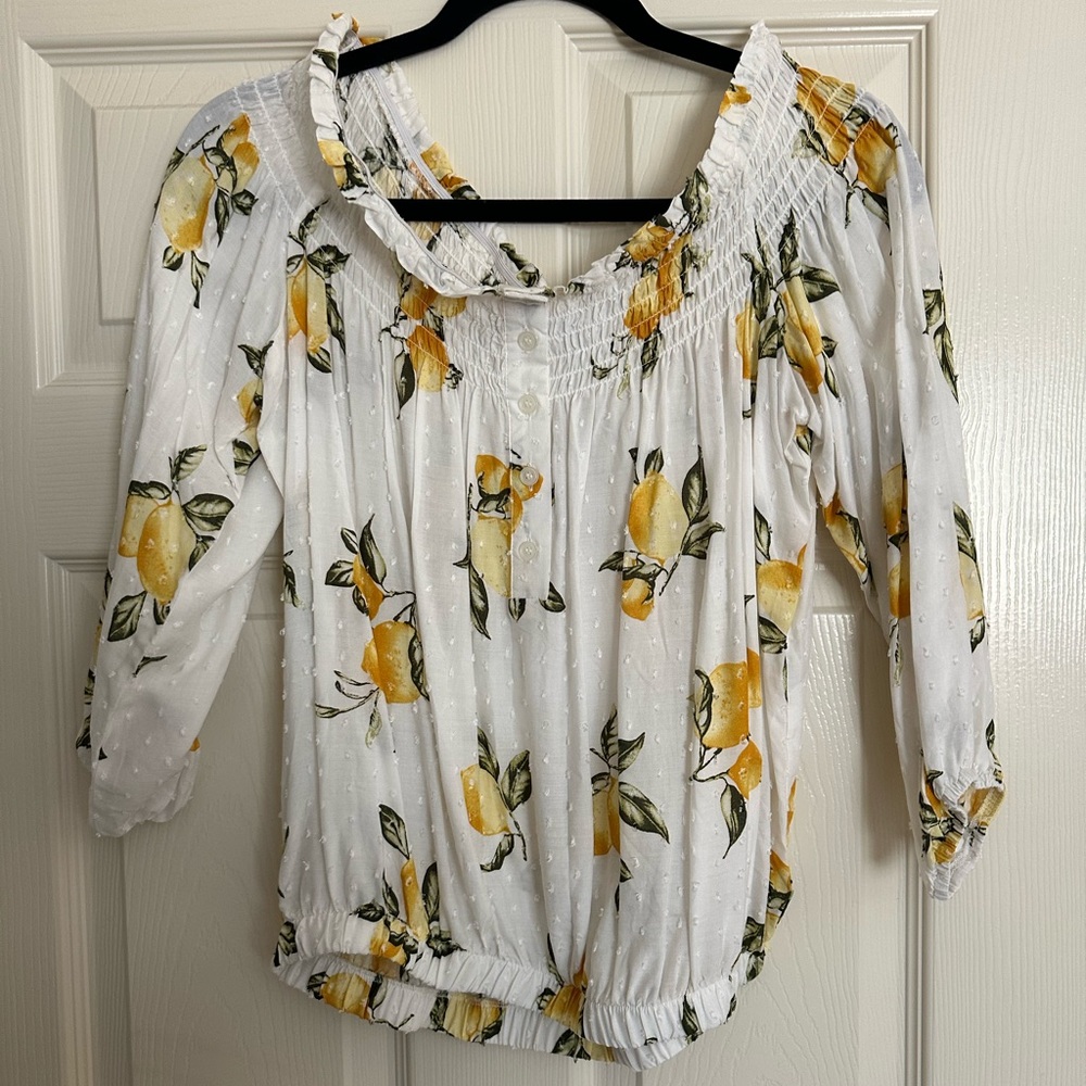 Socialite lemon off the shoulder top